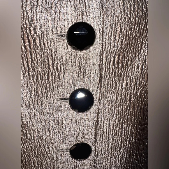 Adriana Papell,6, NWT, champagne sheen puff collar jewel button front 3/4 sleeve - Picture 4 of 10